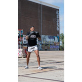 Kickboks Broekje Kids/Volwassenen Zwart/Wit Satijn Kickboks Broekje Kids/Volwassenen Zwart/Wit Satijn