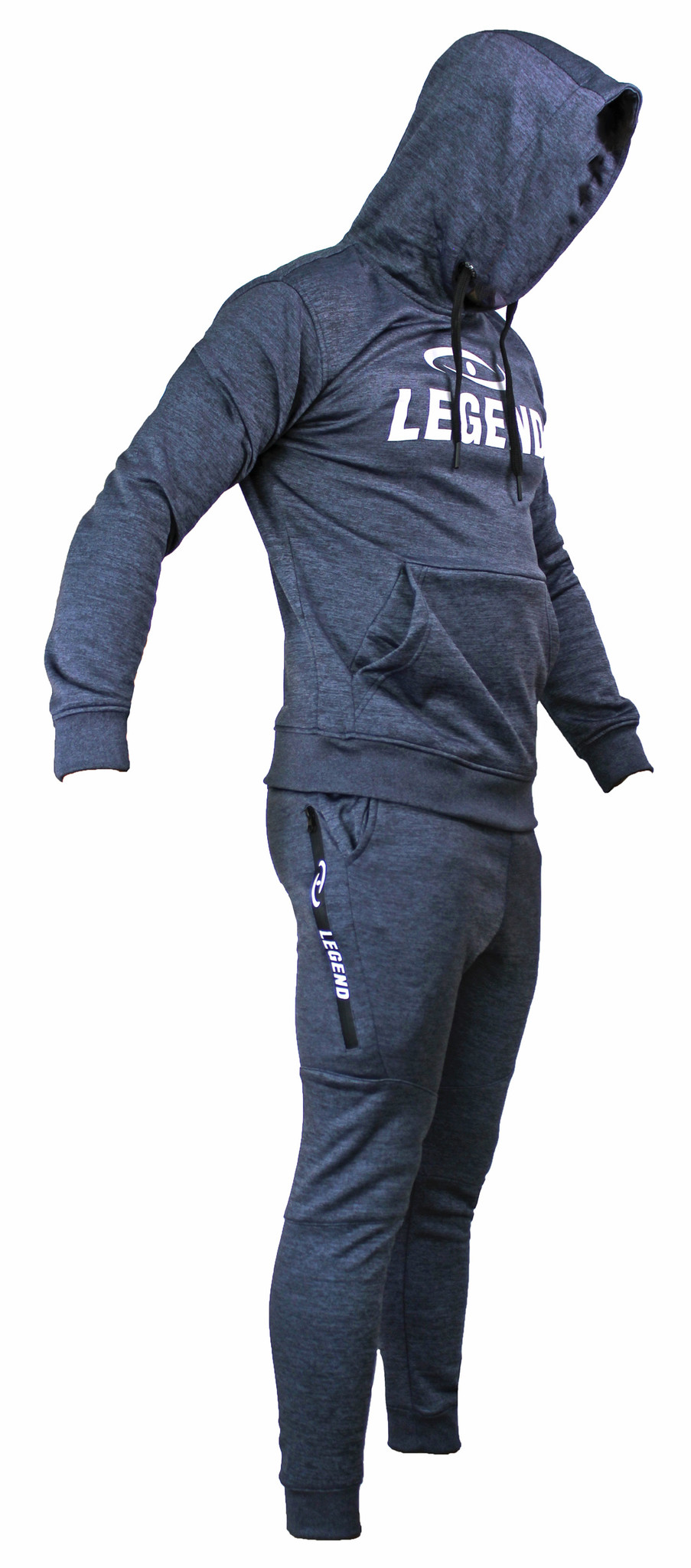 Joggingpak dames/heren met hoodie navy blauw
