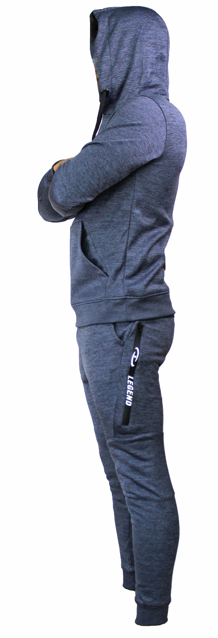 Joggingpak dames/heren met hoodie navy blauw