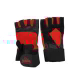 Fitness gloves leather Men/Women Black-Red Leather
