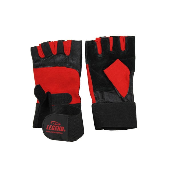 Fitness gloves leather Men/Women Black-Red Leather