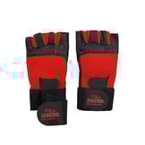 Fitness gloves leather Men/Women Black-Red Leather