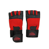 Fitness handschoenen leder Heren/Dames Zwart-Rood Leer Fitness handschoenen leder Heren/Dames Zwart-Rood Leer