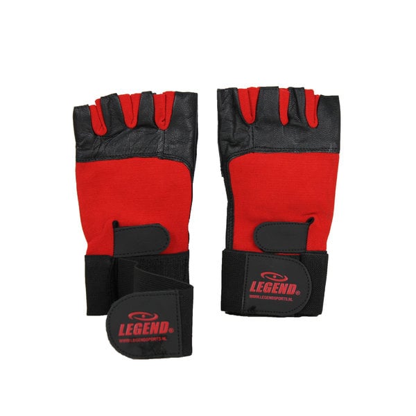 Fitness gloves leather Men/Women Black-Red Leather