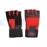 Fitness gloves leather Men/Women Black-Red Leather