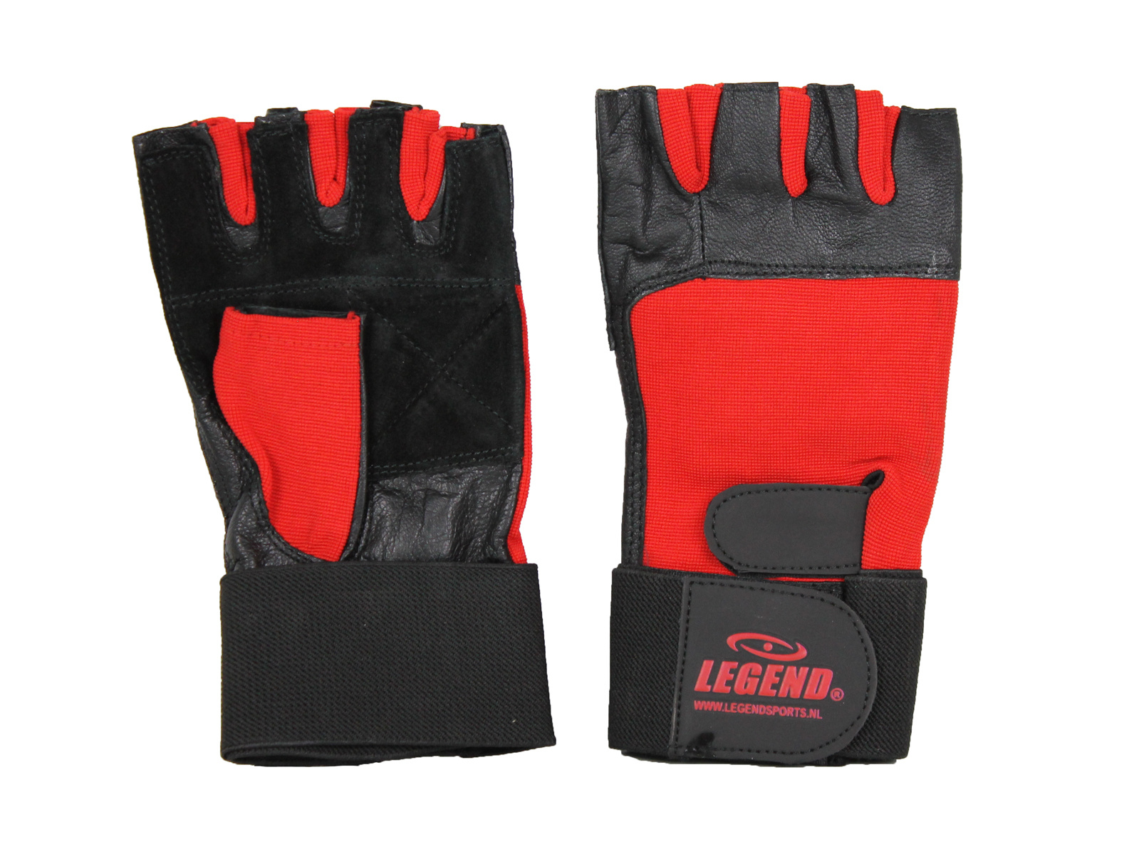 Fitness gloves leather Men/Women Black-Red Leather
