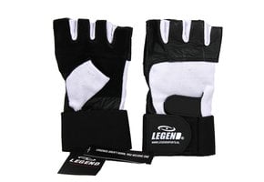 Fitness gloves leather Men/Women Black-White Leather