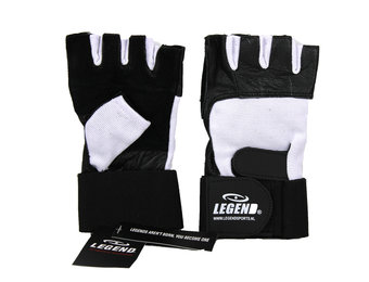 Fitness handschoenen leder Heren/Dames Zwart-Wit Leer