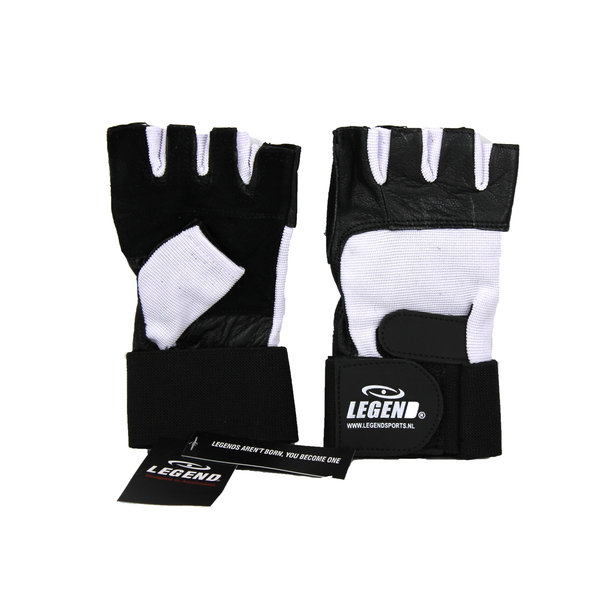 Fitness gloves leather Men/Women Black-White Leather