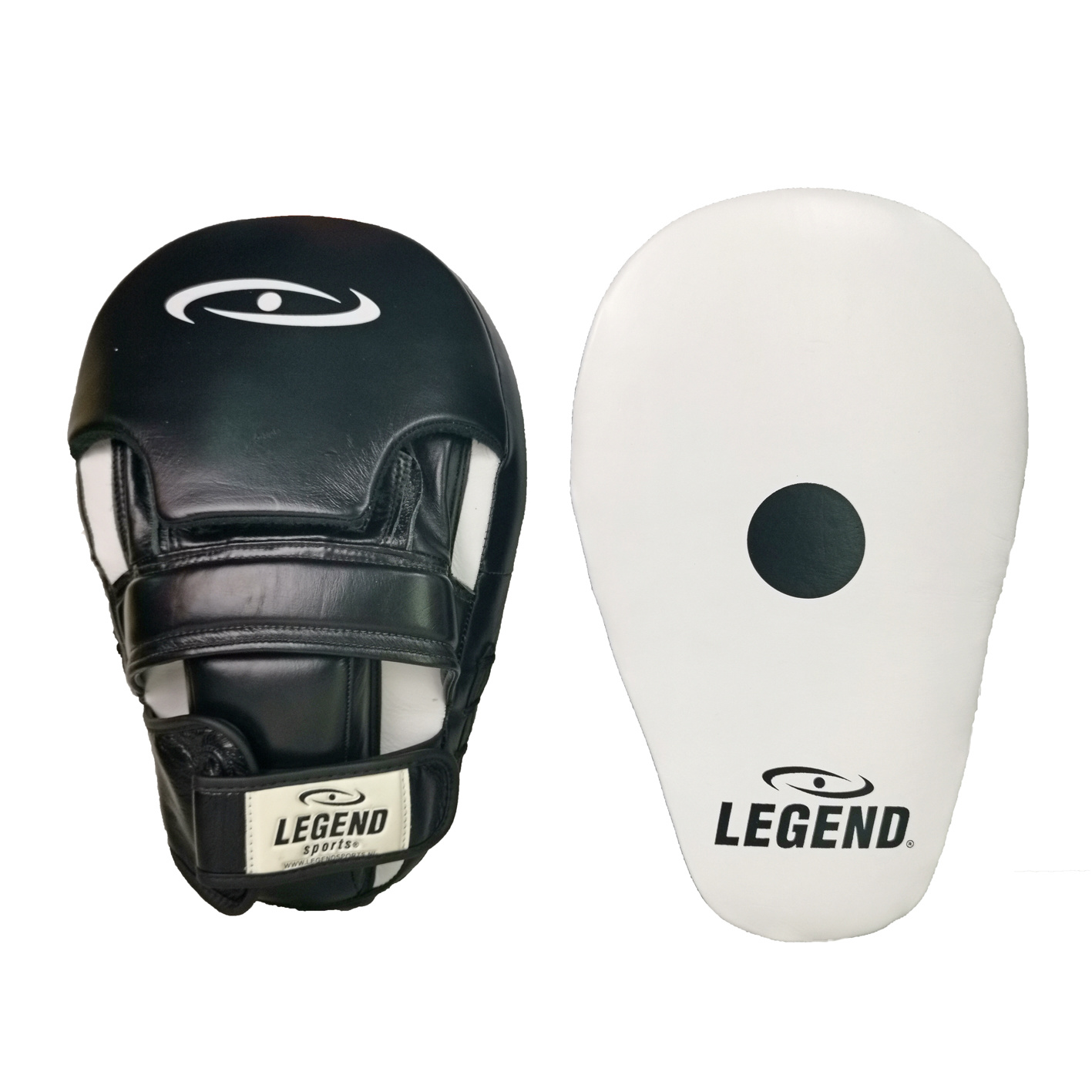 Legend Sports Focus Pads Lang Model Wit/Zwart Leer - Gemaakt van ultra soepel legend premium - Extra dikke kussens - Uiterst comfortabel