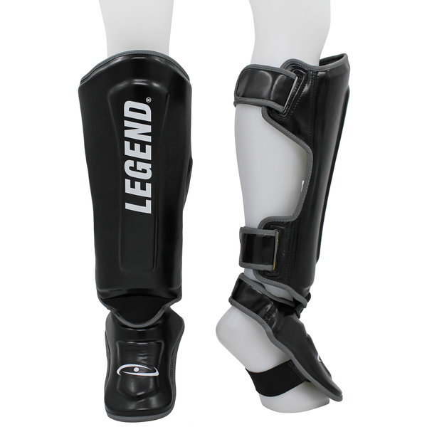Kickboxing Shin Guards Protect Plus Men/Women Black-Grey PU