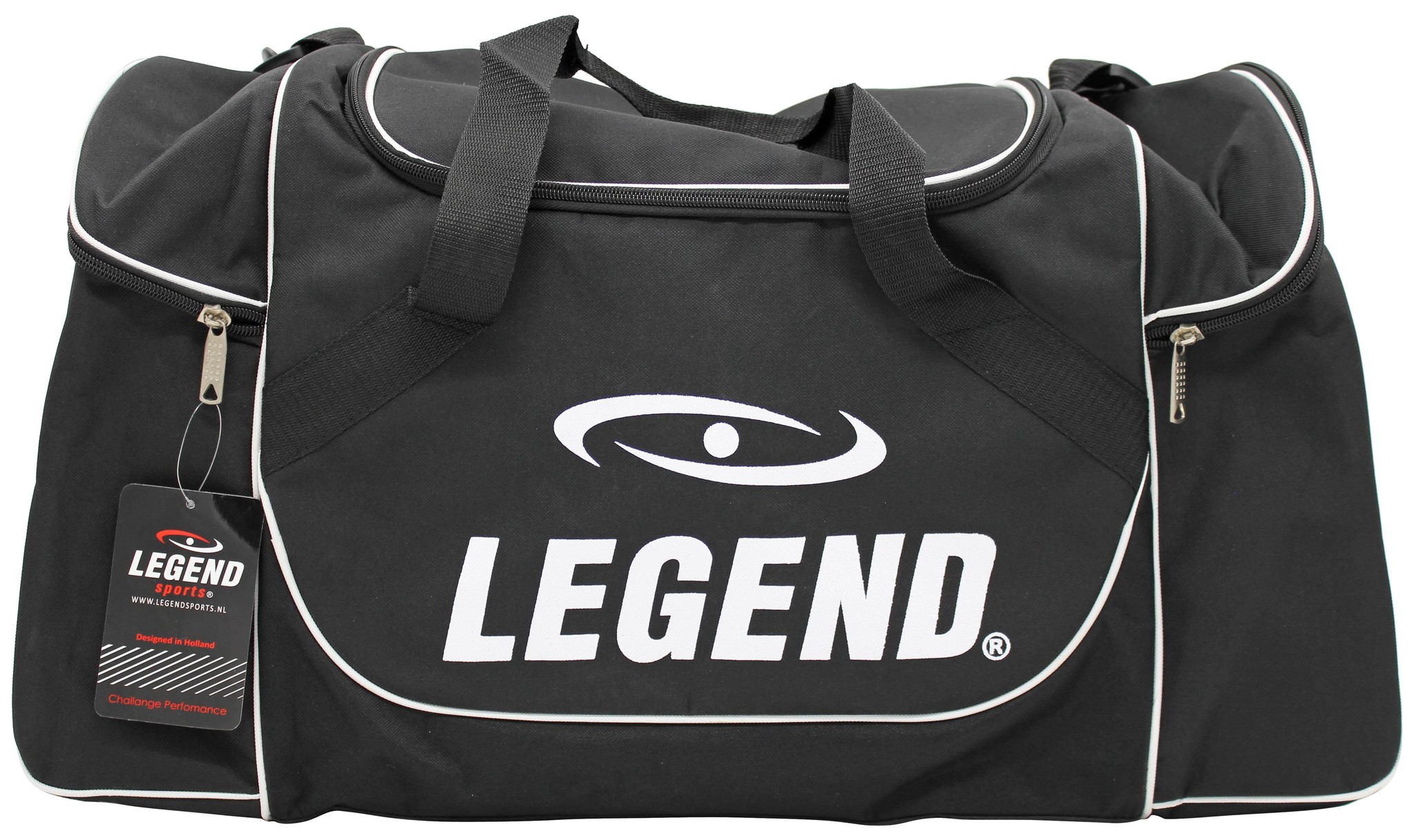 Sports bag with 3 zipper compartments Black