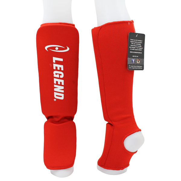 Shin Guards Legend Easy Kids/Adults Red Elastic