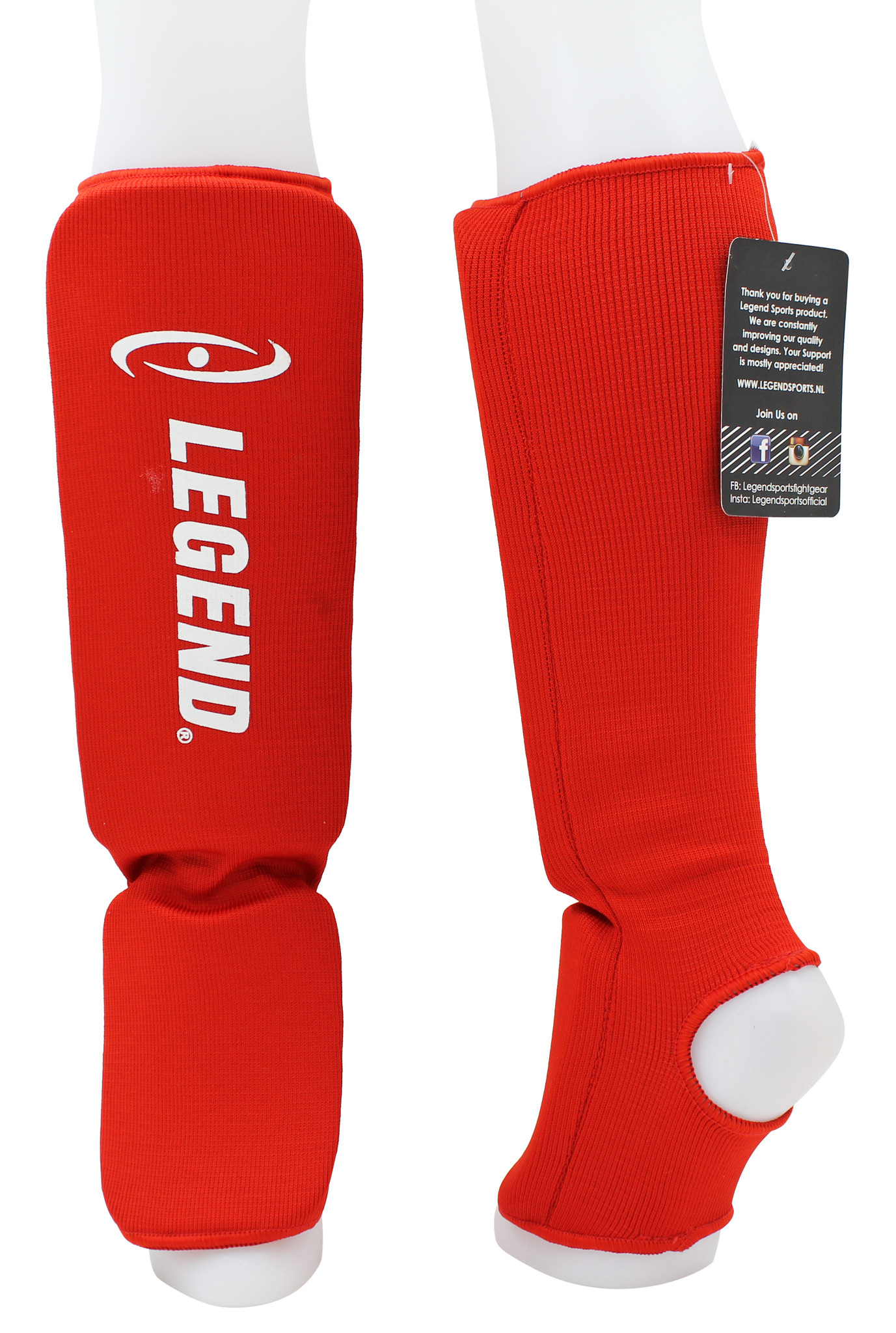 Shin Guards Legend Easy Kids/Adults Red Elastic