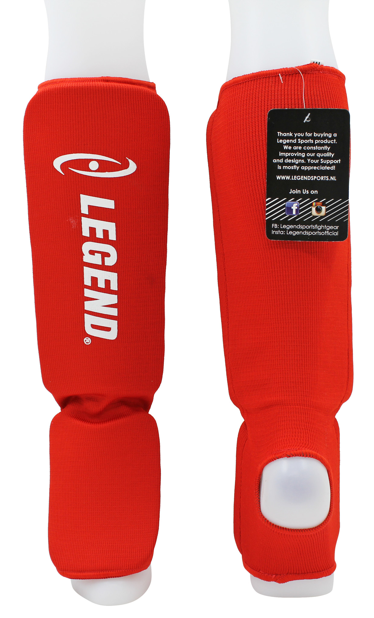 Shin Guards Legend Easy Kids/Adults Red Elastic