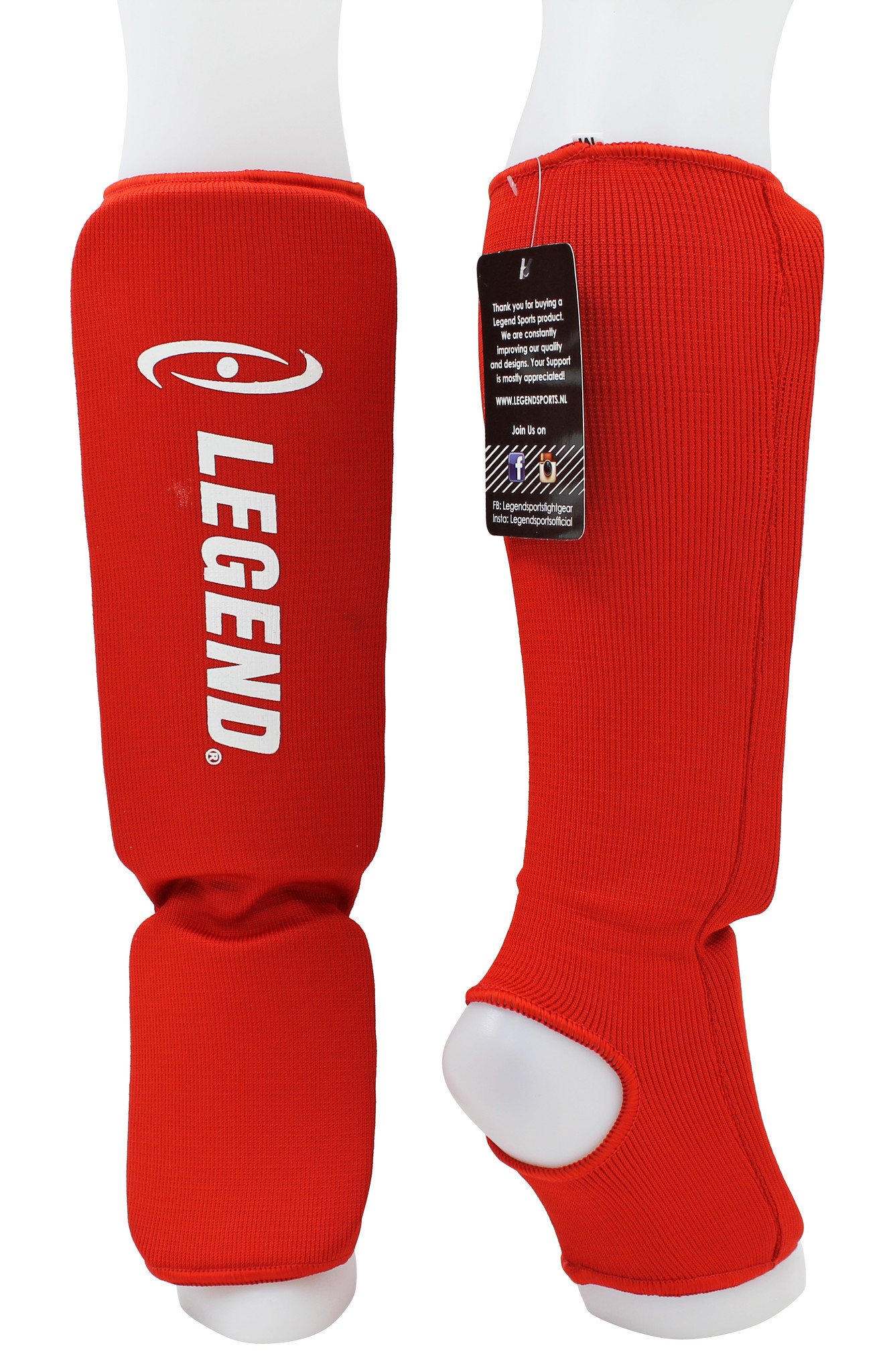 Shin Guards Legend Easy Kids/Adults Red Elastic