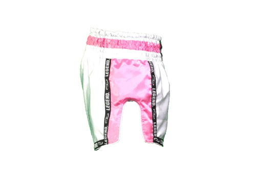 Kickboks Broekje Meisjes/Dames Wit-Roze Satijn