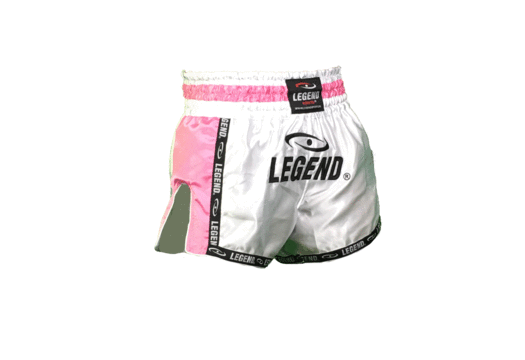 Kickboks Broekje Meisjes/Dames Wit-Roze Satijn