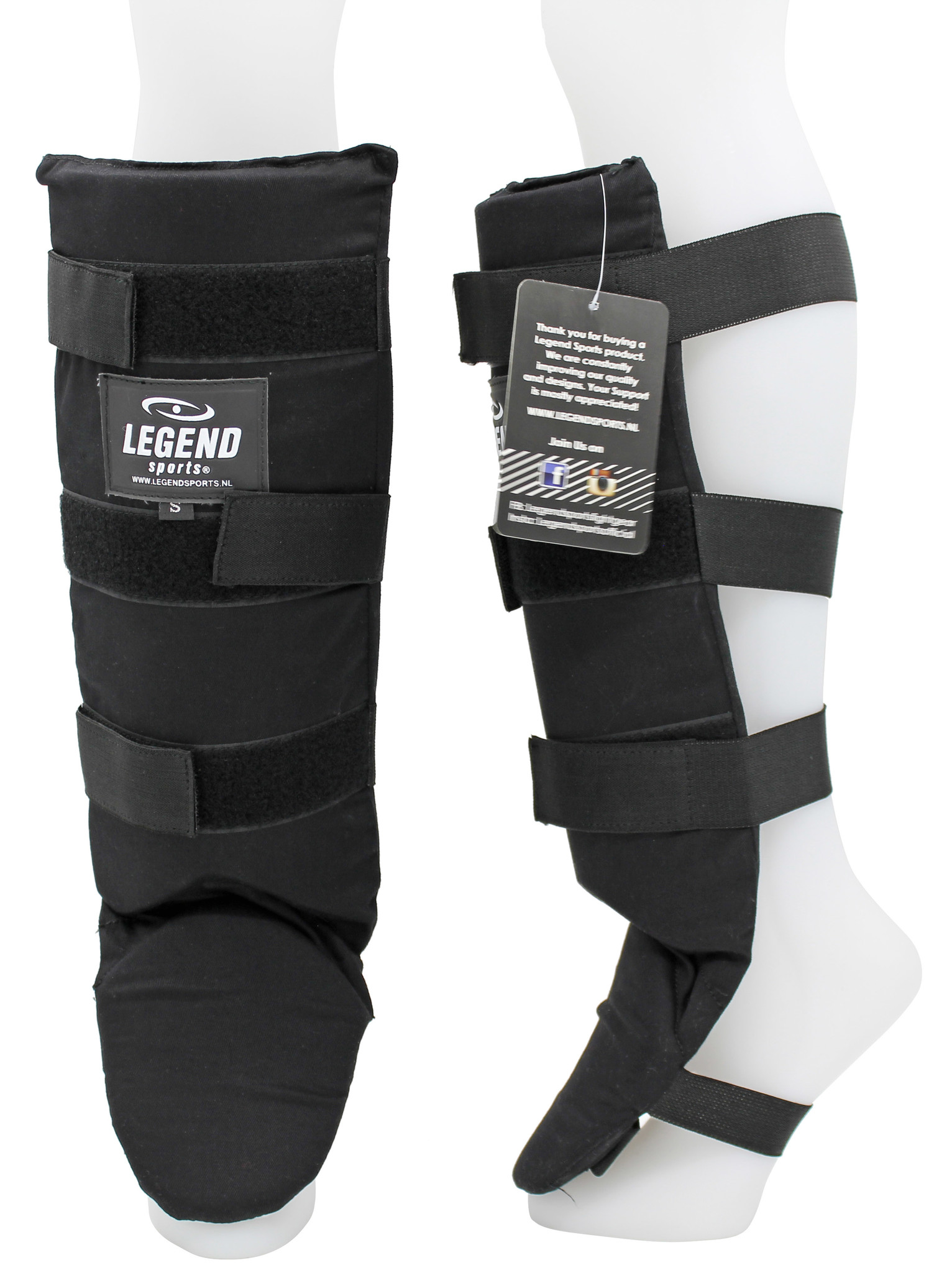Shin Guards Legend Fast Kids/Adults Black Cotton