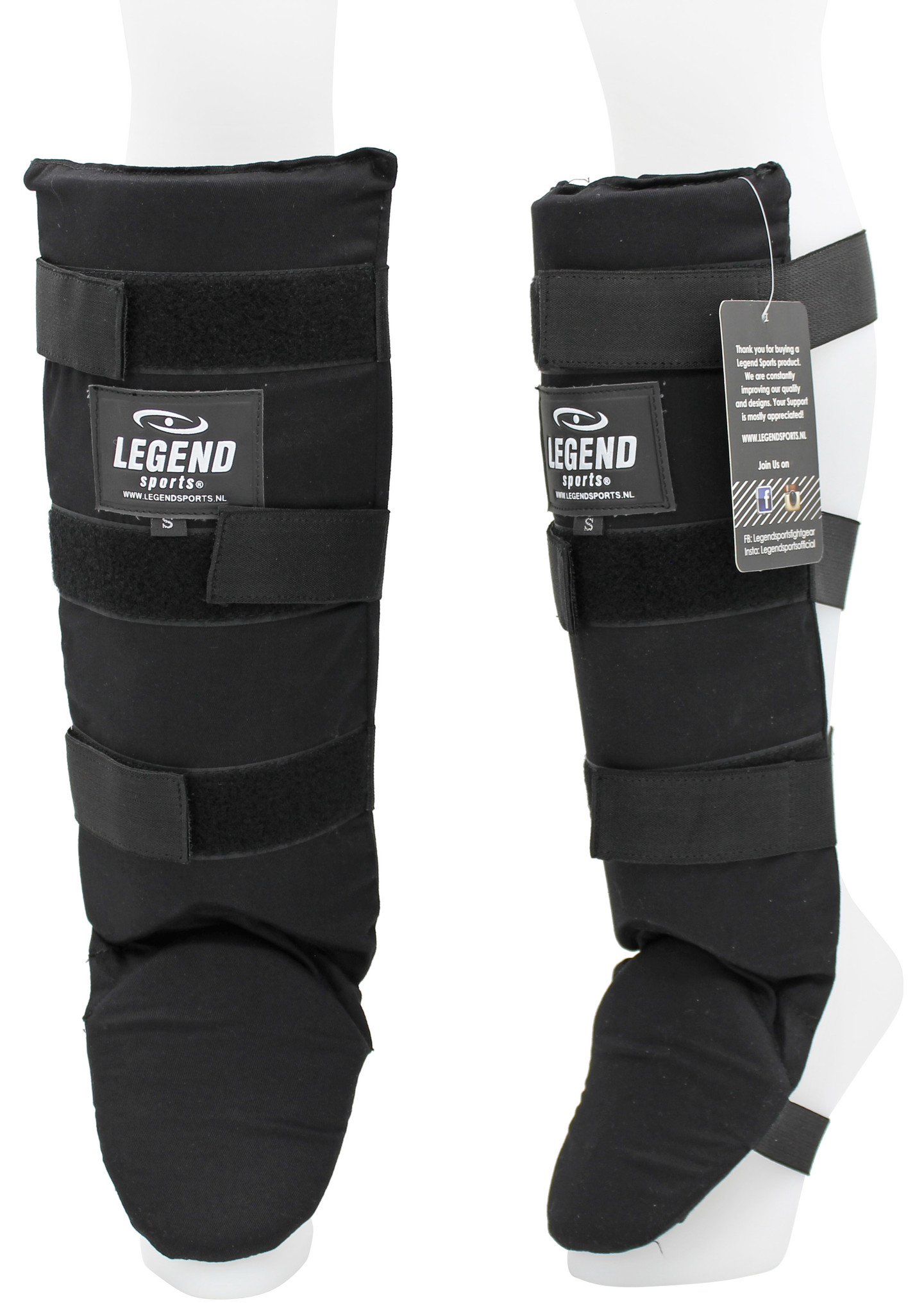 Shin Guards Legend Fast Kids/Adults Black Cotton