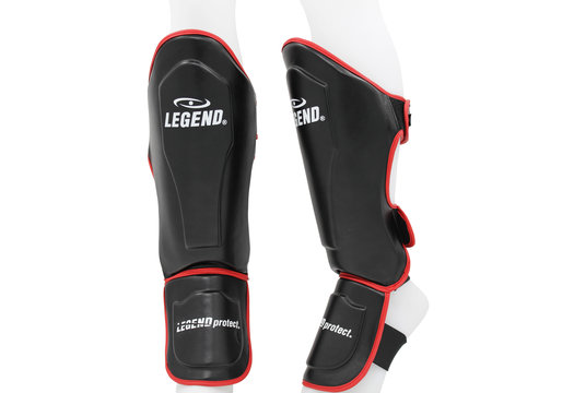 Kickboks Scheenbeschermers Legend Best Heren/Dames Zwart-Rood PU