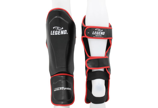 Kickboks Scheenbeschermers Legend Best Heren/Dames Zwart-Rood PU