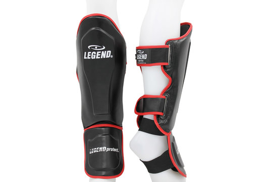 Kickboks Scheenbeschermers Legend Best Heren/Dames Zwart-Rood PU