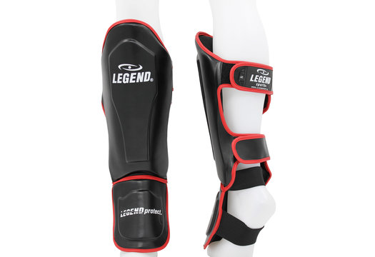 Kickboks Scheenbeschermers Legend Best Heren/Dames Zwart-Rood PU