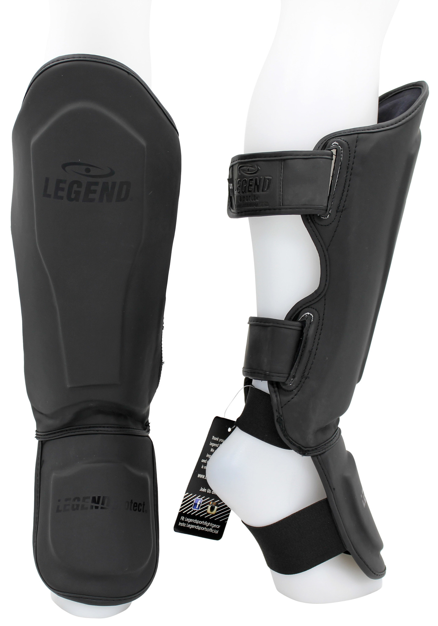 Kickboxing Shin Guards Legend Best Men/Women Matte Black PU