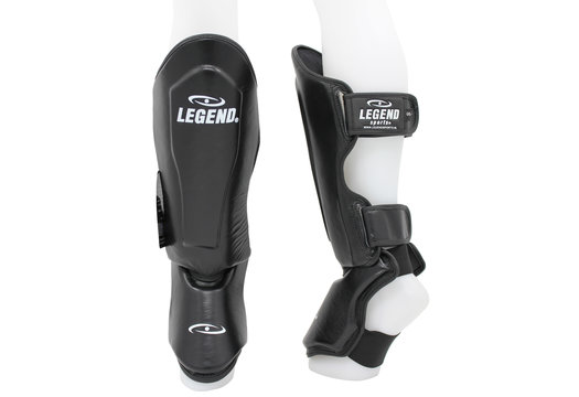 Kickboks Scheenbeschermers Heren/Dames Zwart Leer