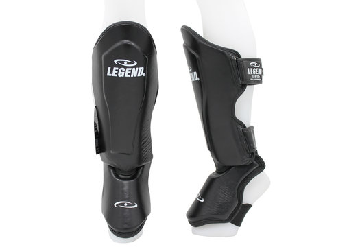 Kickboks Scheenbeschermers Heren/Dames Zwart Leer