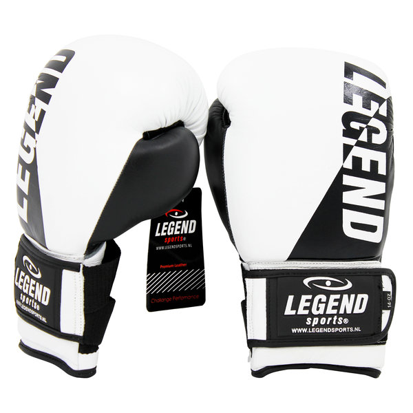 Wrist Lock Bokshandschoenen Heren/Dames Wit-Zwart Leer Wrist Lock Bokshandschoenen Heren/Dames Wit-Zwart Leer