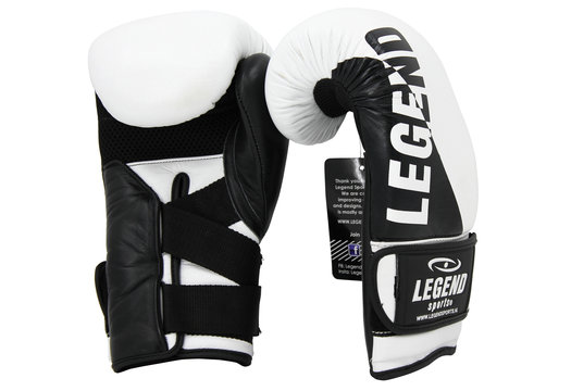 Wrist Lock Bokshandschoenen Heren/Dames Wit-Zwart Leer