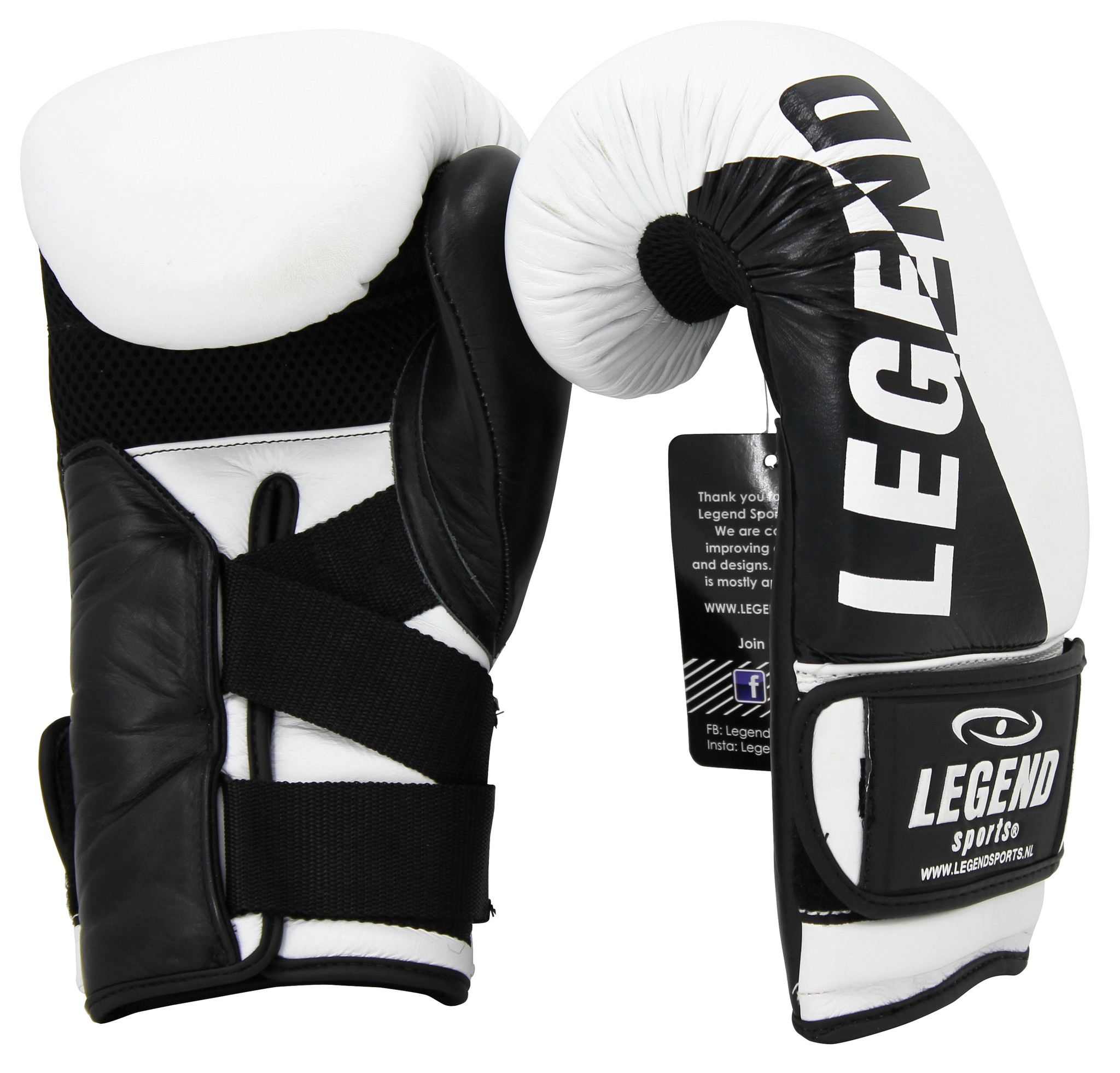 Wrist Lock Men's/Women's Boxing Gloves White-Black Leather