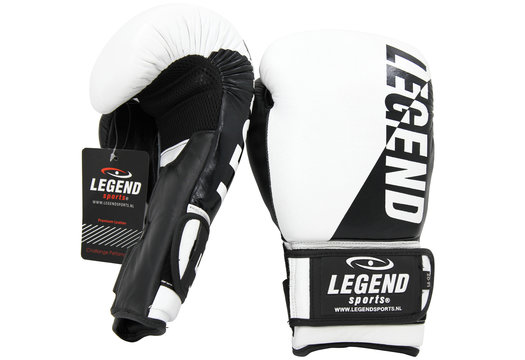 Wrist Lock Bokshandschoenen Heren/Dames Wit-Zwart Leer
