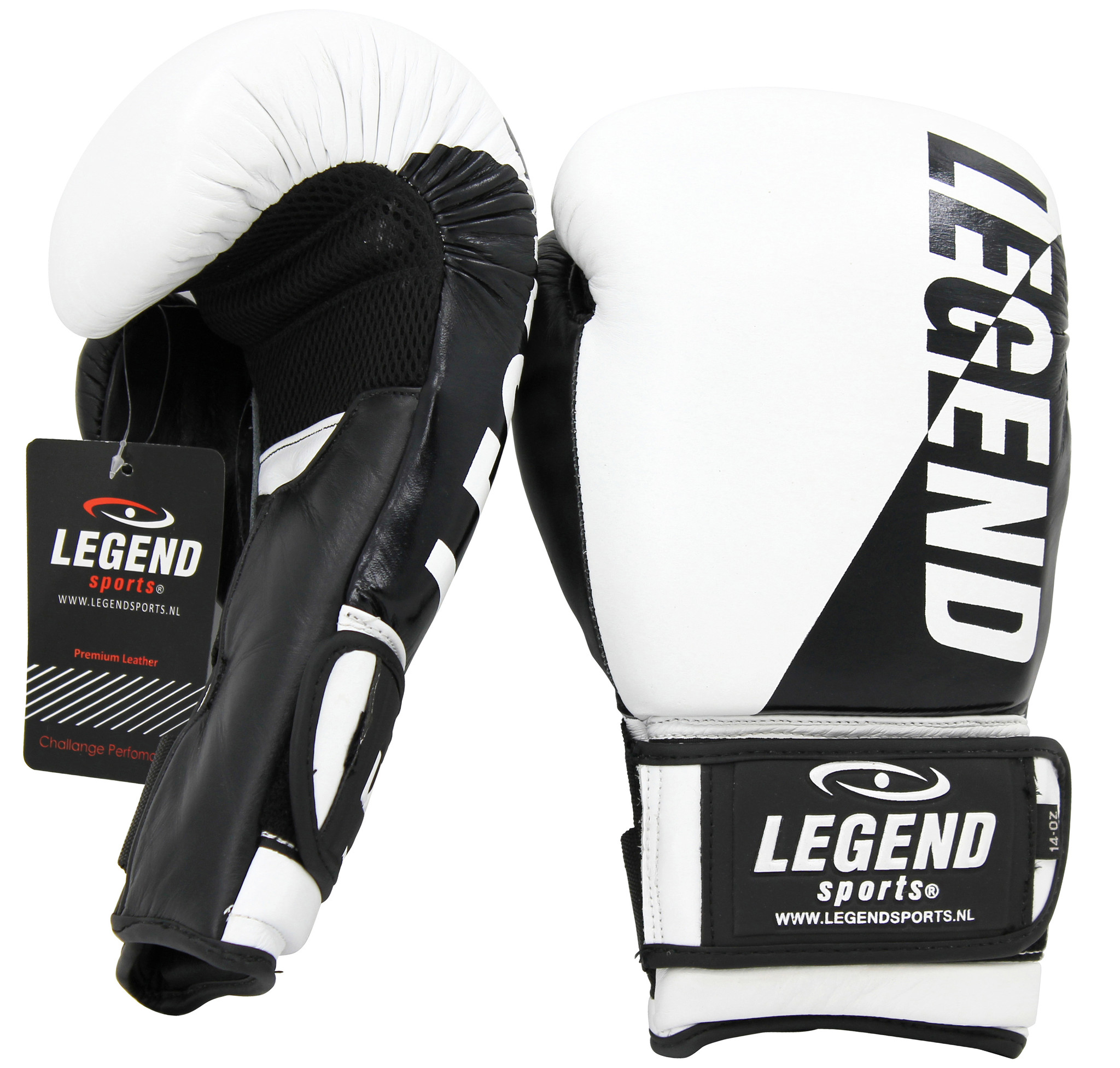 Wrist Lock Men's/Women's Boxing Gloves White-Black Leather