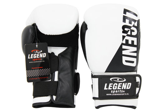 Wrist Lock Bokshandschoenen Heren/Dames Wit-Zwart Leer