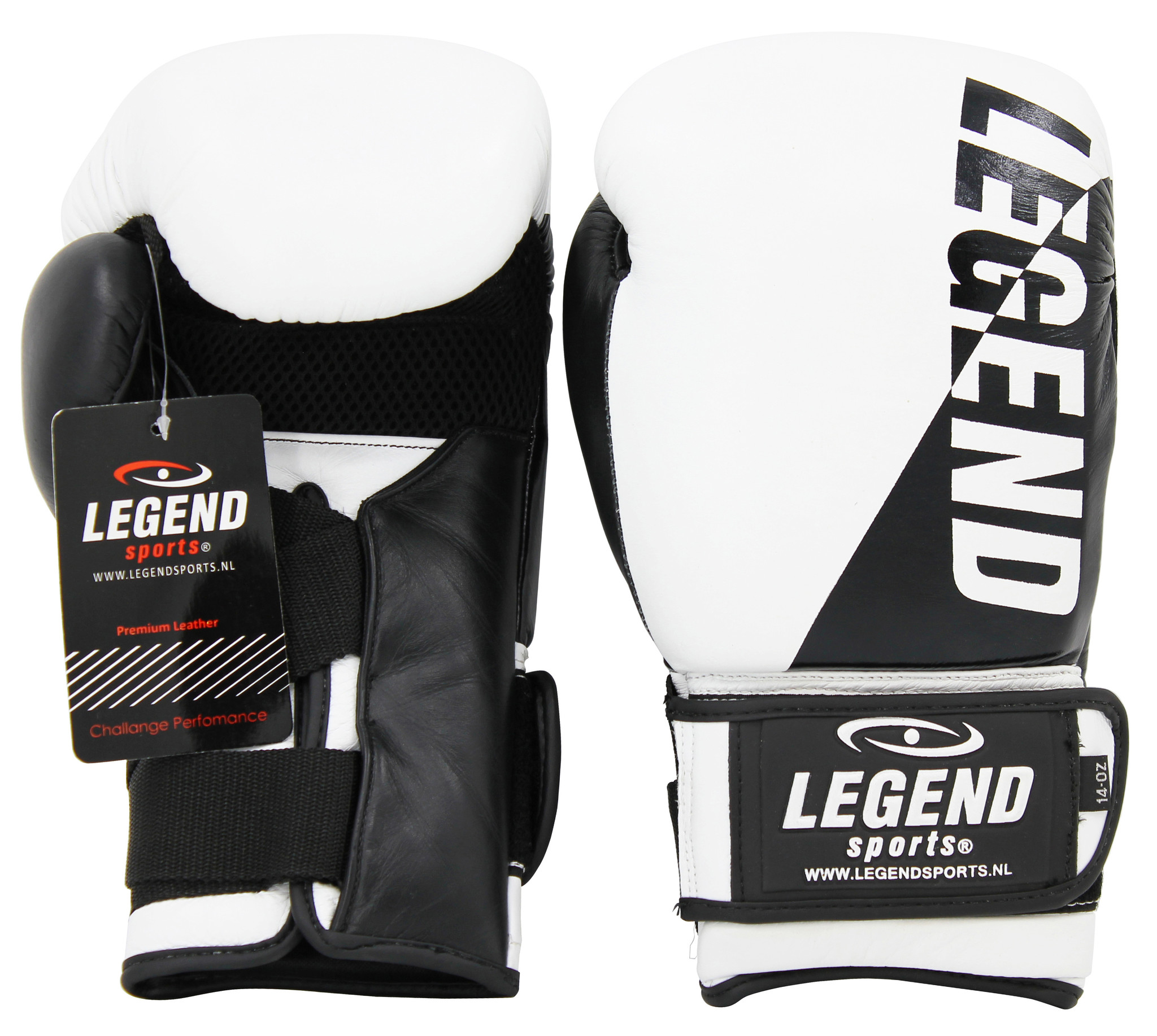 Wrist Lock Men's/Women's Boxing Gloves White-Black Leather