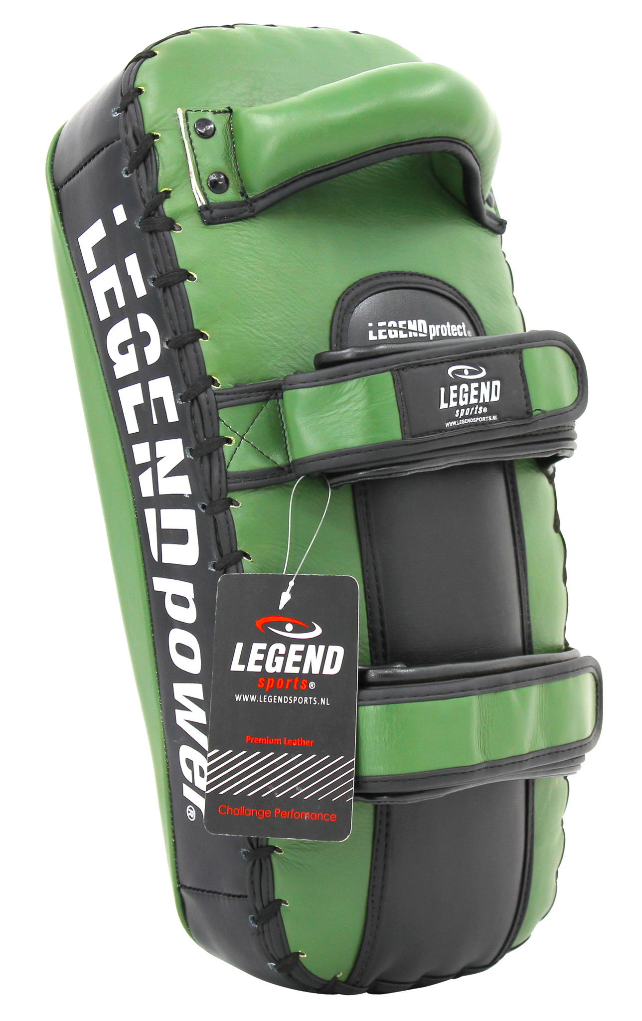 Legend Sports Thai Pad Army Groen Leer - Hoogste kwaliteit premium runderleder - Licht gebogen model