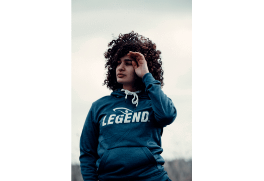 Hoodie dames/heren trendy Legend design Navy Blauw