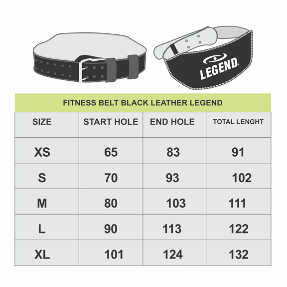 Fitness Belt Men/Women Black Leather