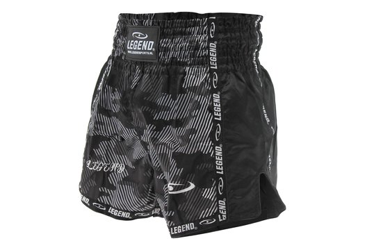 Kickboks Broekje Kind/Volwassene Camo Black Satijn