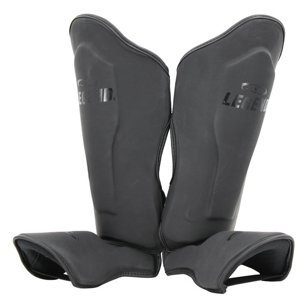 Shin guards kickboxing leather PRO Matte Black