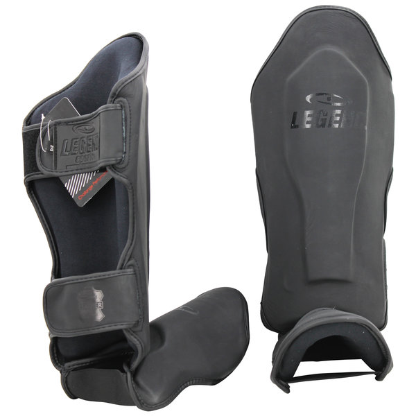 Shin guards kickboxing leather PRO Matte Black