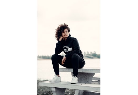 Joggingpak met Hoodie Kids/Volwassenen Zwart SlimFit Polyester