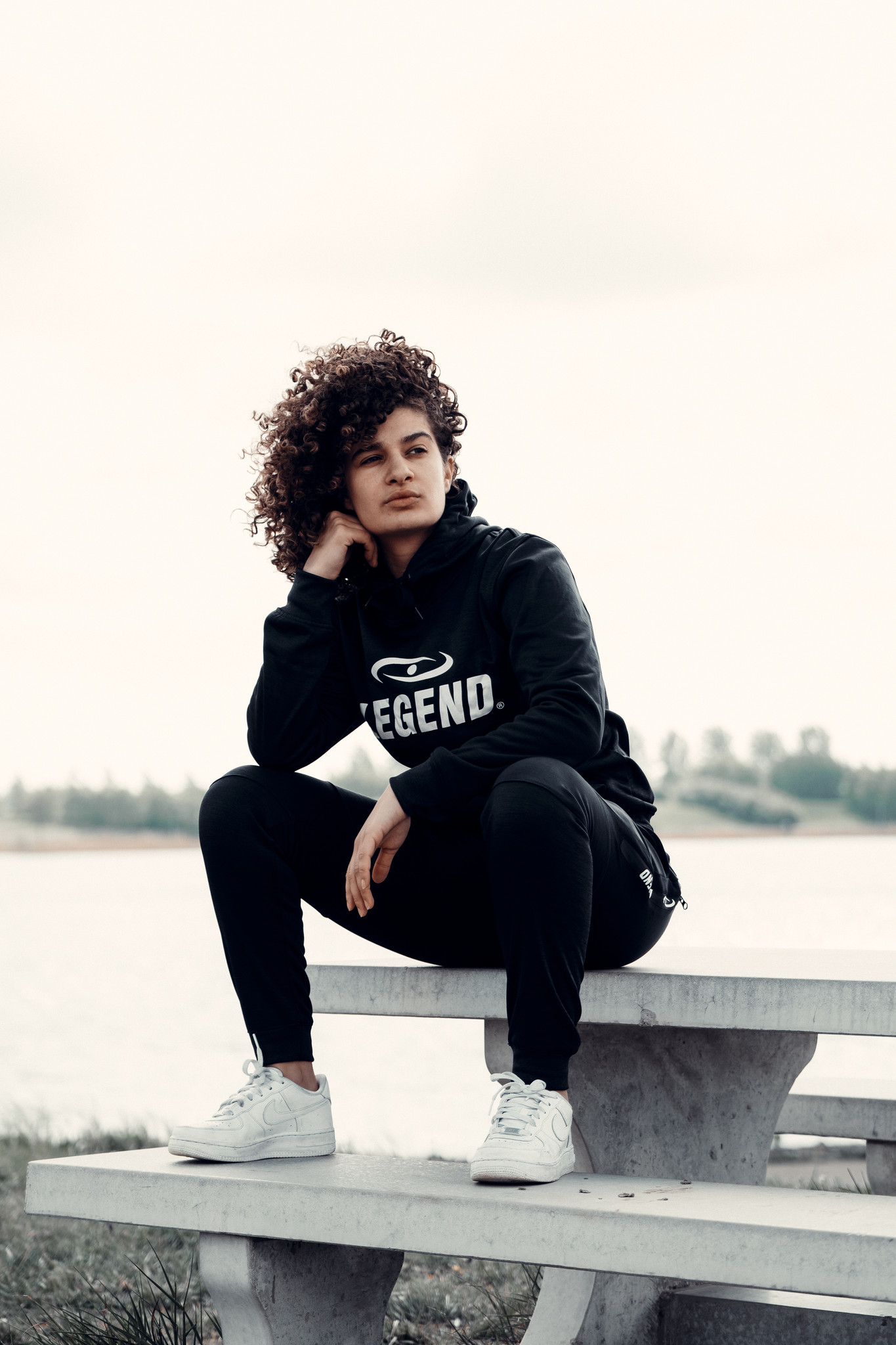 Jogging Suit with Hoodie Kids/Adults Black SlimFit Polyester