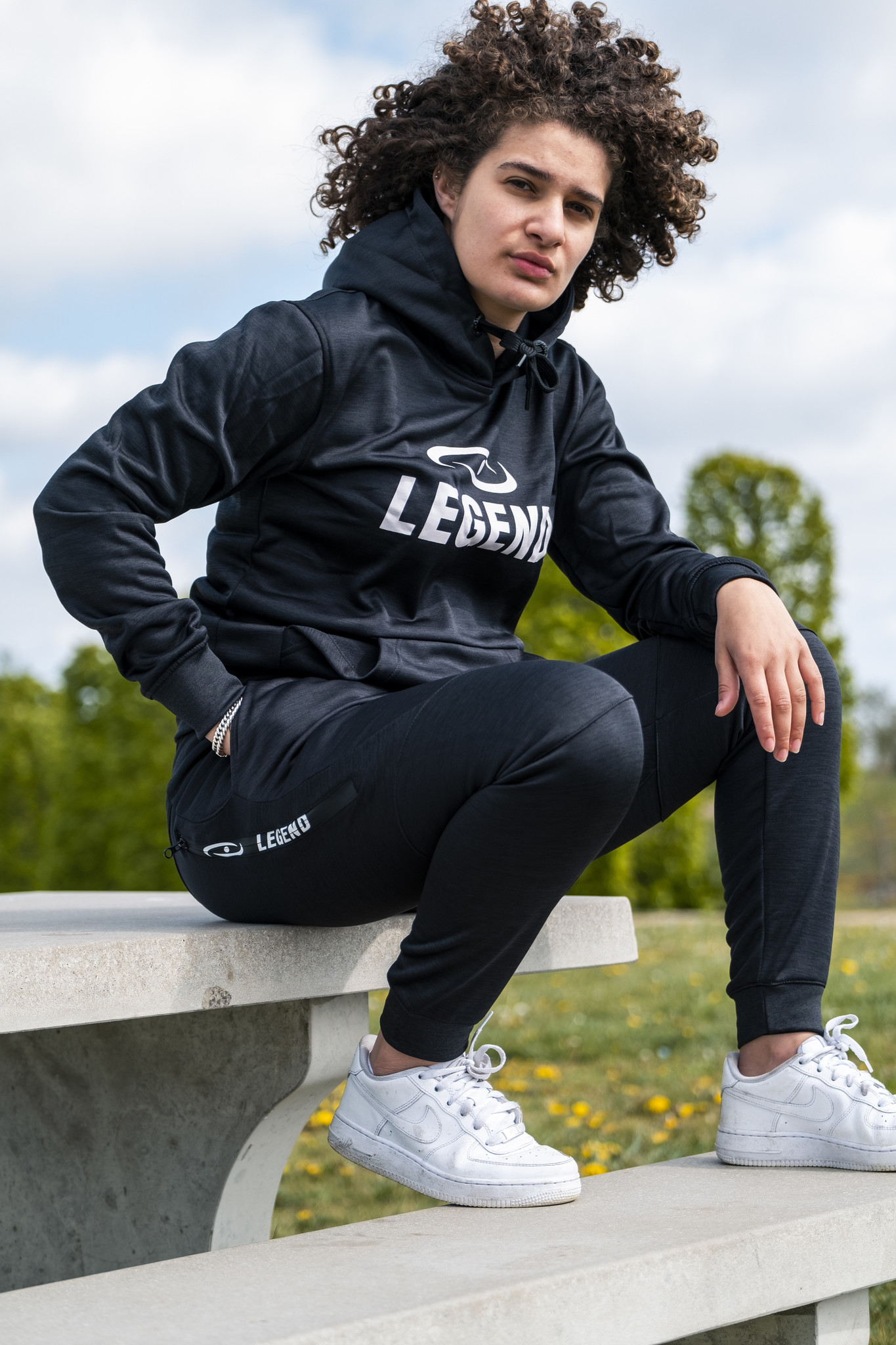 Jogging Suit with Hoodie Kids/Adults Black SlimFit Polyester