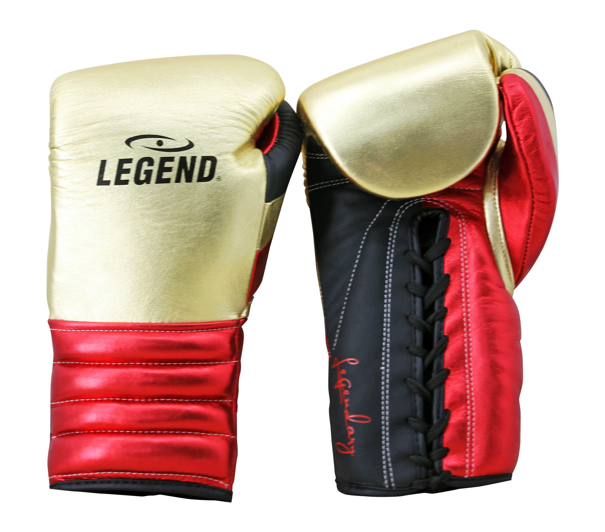 Lace Boxing Gloves Limited Men's/Women's Black-Red-Gold Leather Lace Boxing Gloves Limited Men's/Women's Black-Red-Gold Leather