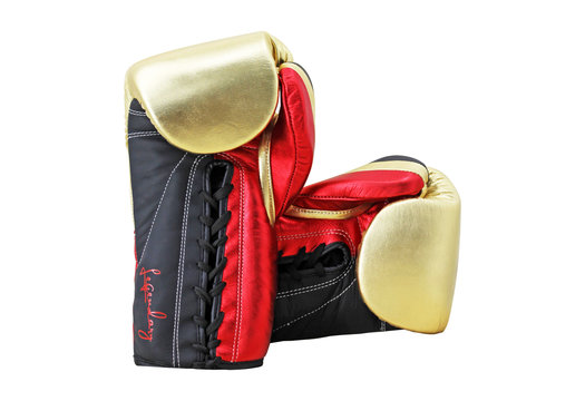 Veter Bokshandschoenen Limited Heren/Dames Zwart-Rood-Goud Leer