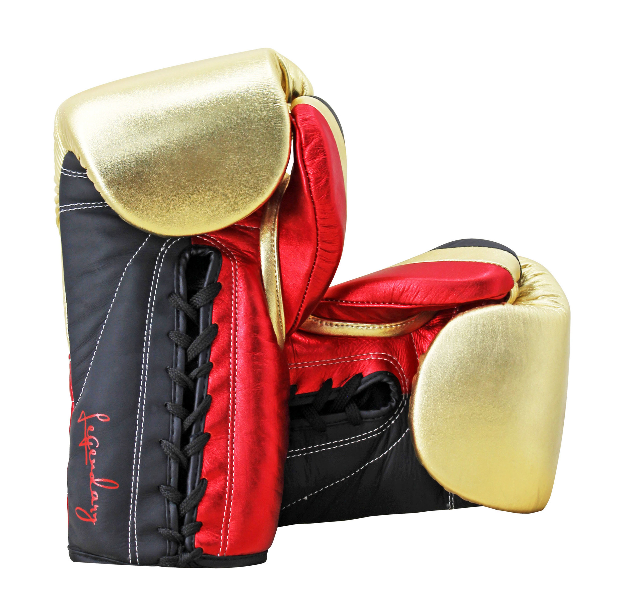 Lace Boxing Gloves Limited Men's/Women's Black-Red-Gold Leather Lace Boxing Gloves Limited Men's/Women's Black-Red-Gold Leather